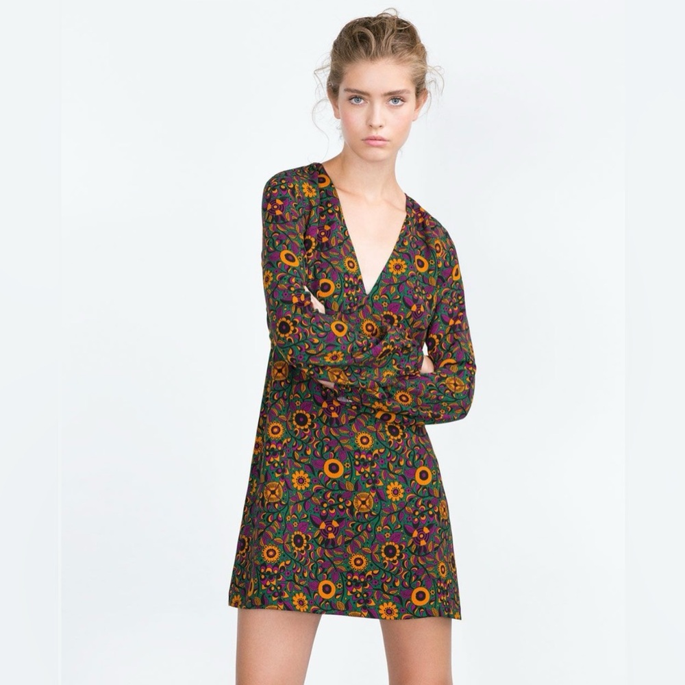 Zara Trafaluc Dress, Patterned; Size S; Retro Floral